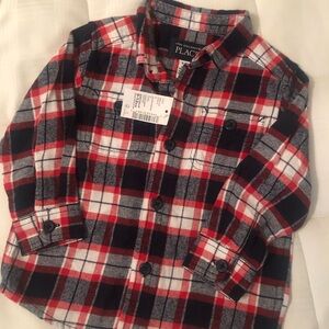 The Children's Place Red and Navy Plaid Shirt